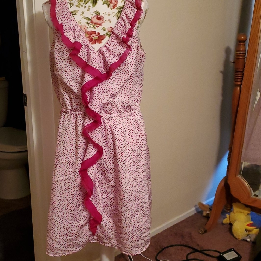 Pink amd white dress
